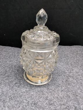 Avon Crystal Facet Press Glass Jar